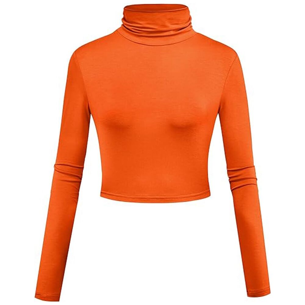 3445 Orange Velma Shirt Halloween Costume Adult Cosplay Turtleneck Sexy